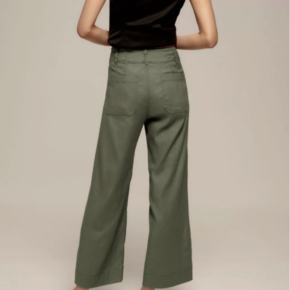 Colette Cropped Wide-Leg Pants by Maeve: Linen Edition (Holly) - Picture 4 of 7